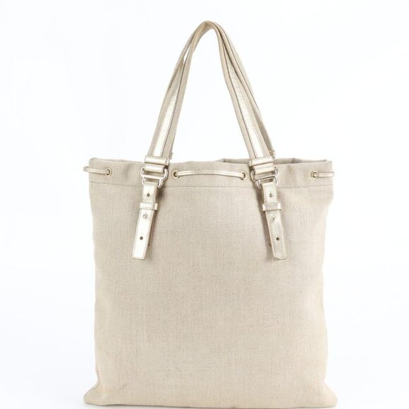 Saint Laurent Yves Kahala Leather Canvas Tote Shoulder - Picture 3 of 9